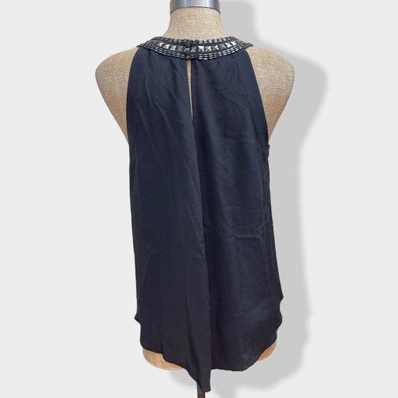 Bcbgmaxazria Silk Studded Pleated Sleeveless Top 6 - Picture 3 of 6